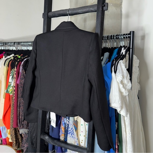 Zara Cropped Black Double-Breasted Blazer with Gold Buttons - Picture 7 of 10